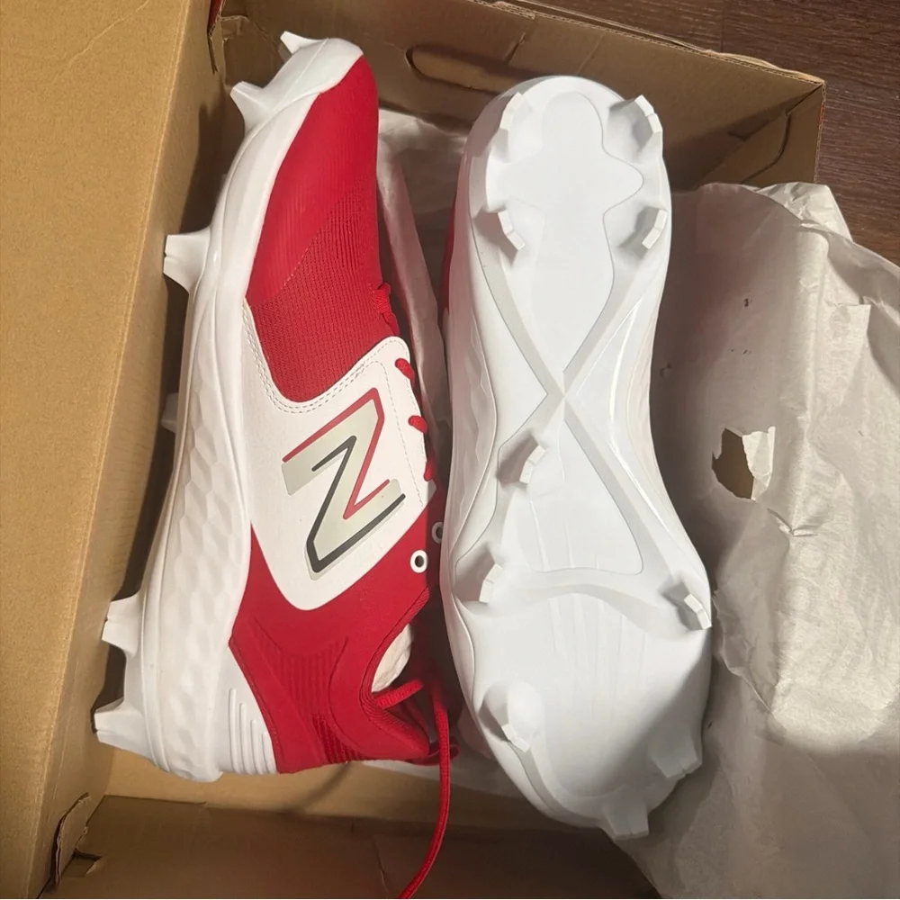 New Balance Fresh Foam PL3000R v6 Molded Baseball Cleats Red/White Sz 16 - Picture 5 of 7